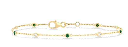 Emerald and Diamond Station Bracelet - Image 3