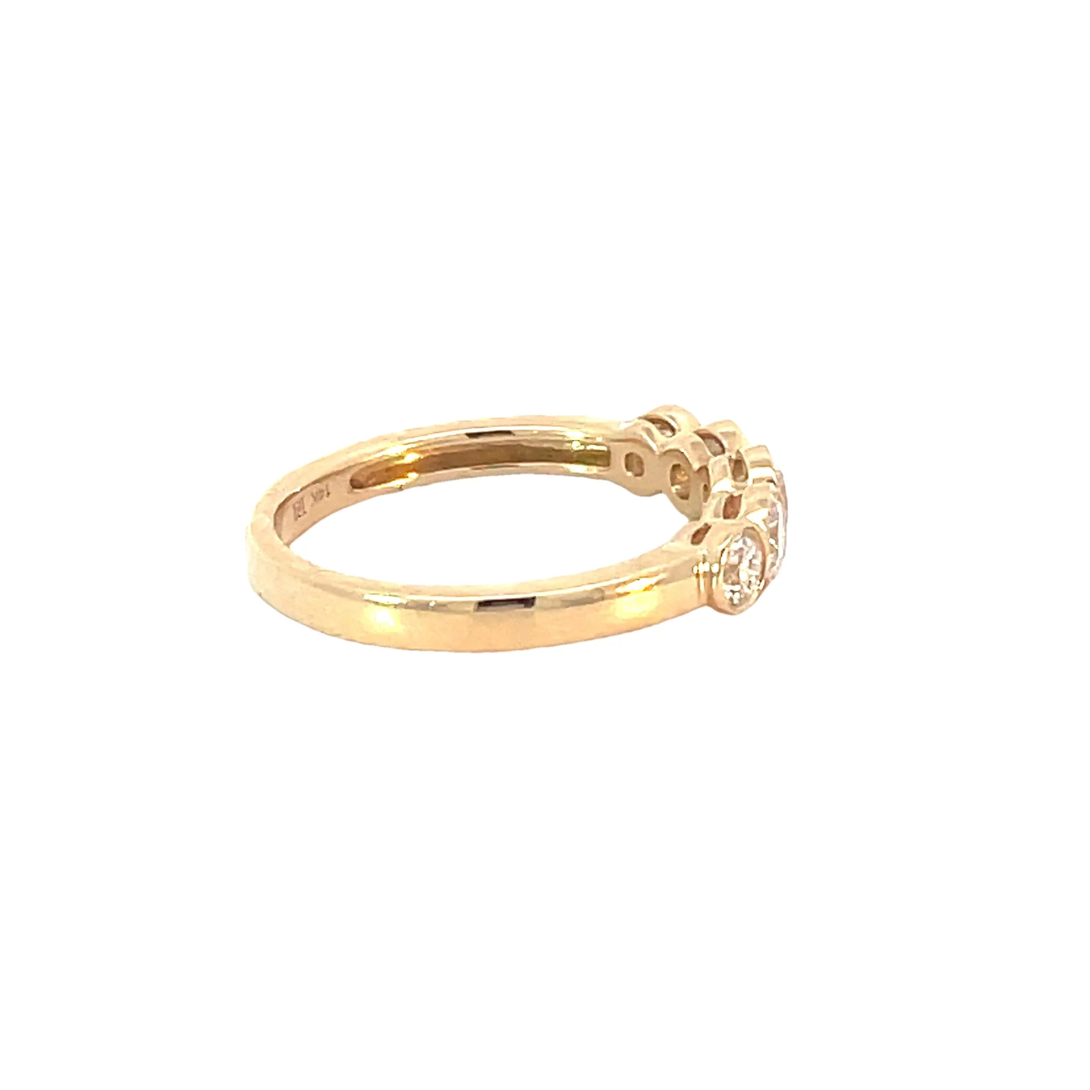 Yellow Gold Bezel Set Diamond Band - Image 3
