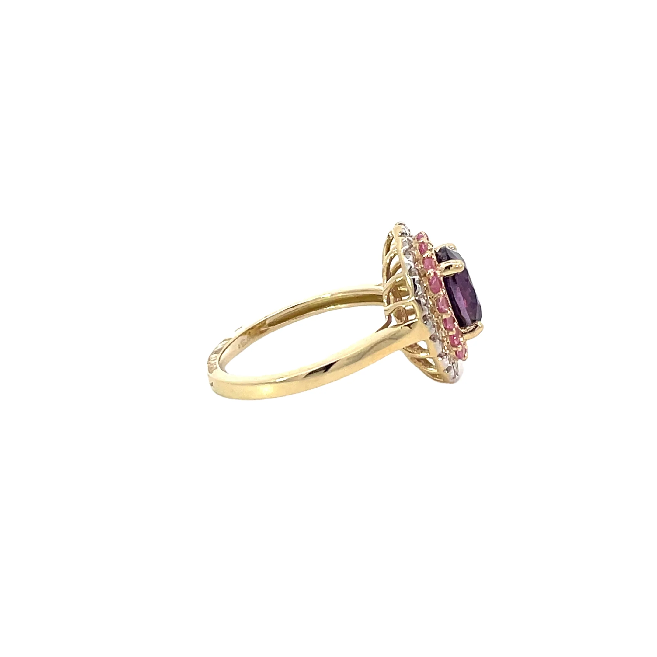 Yellow Gold Multi Sapphire Diamond Ring - Image 4