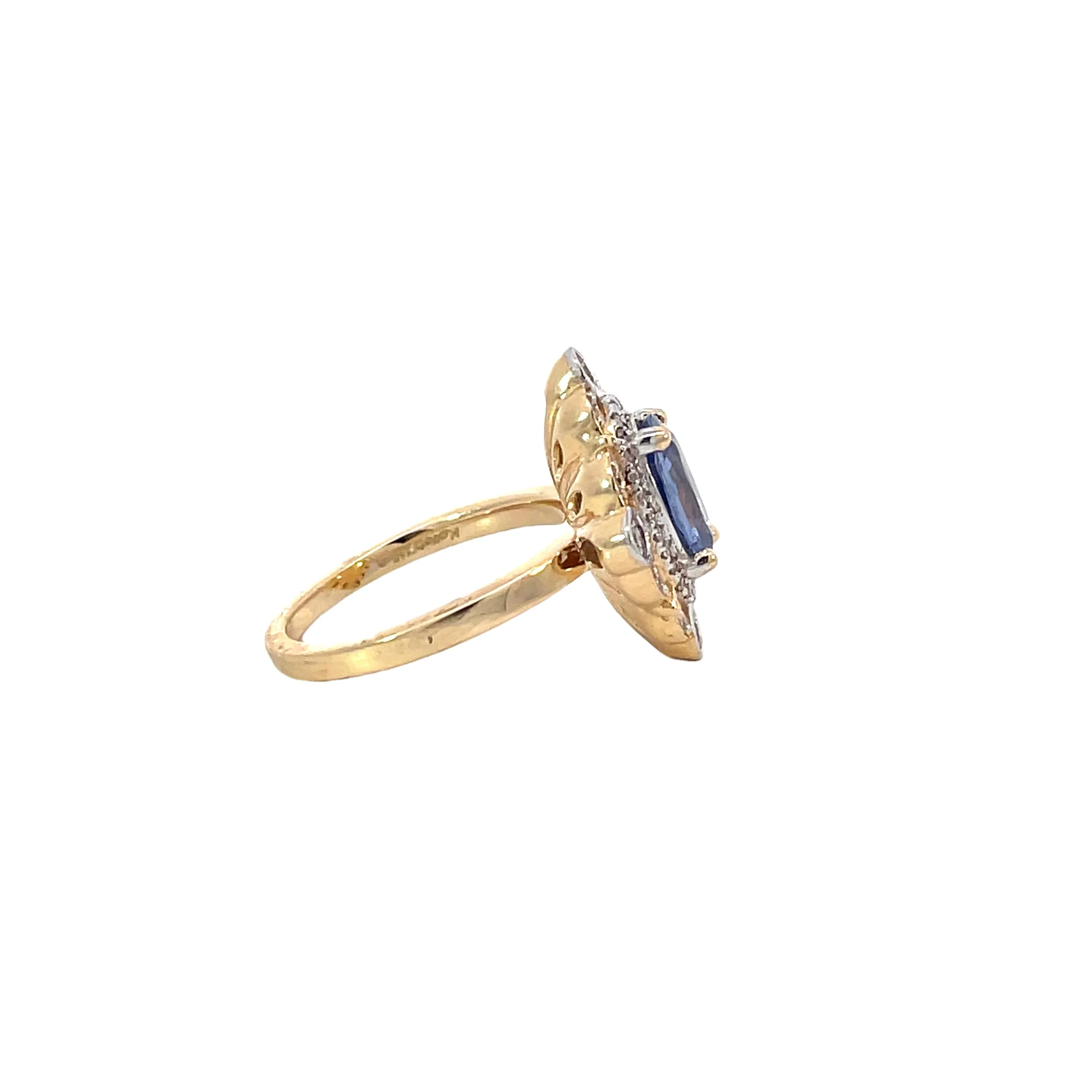 Yellow Gold Vintage Diamond Sapphire Ring - Image 4